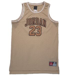 Jordan 23 Basketball Jersey Kids XL 13-15 Yrs Tan Mesh Sleeveless Shirt A773-X0L